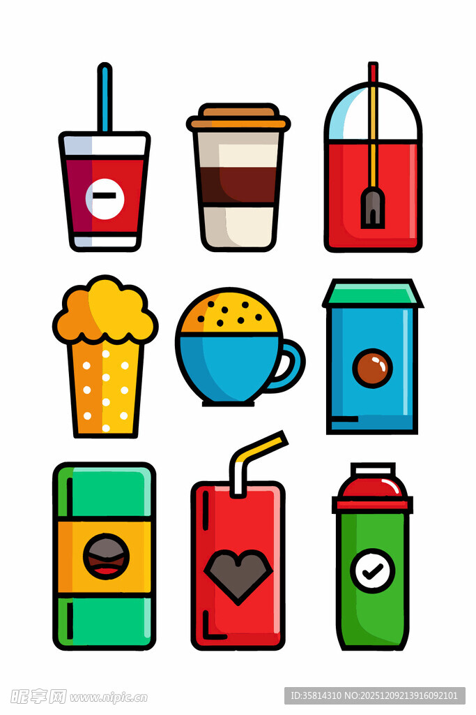 多彩饮品图标集合