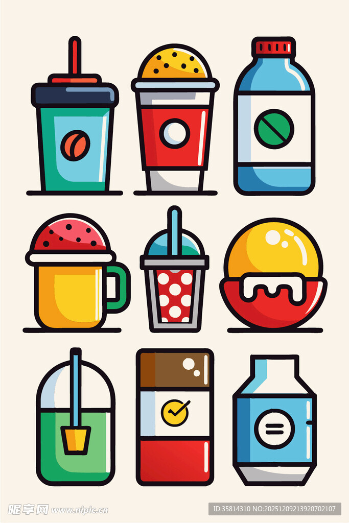 多彩饮品图标集合