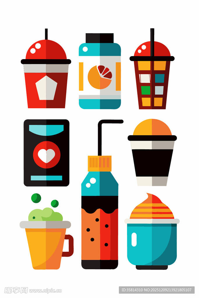 多彩饮品图标集合