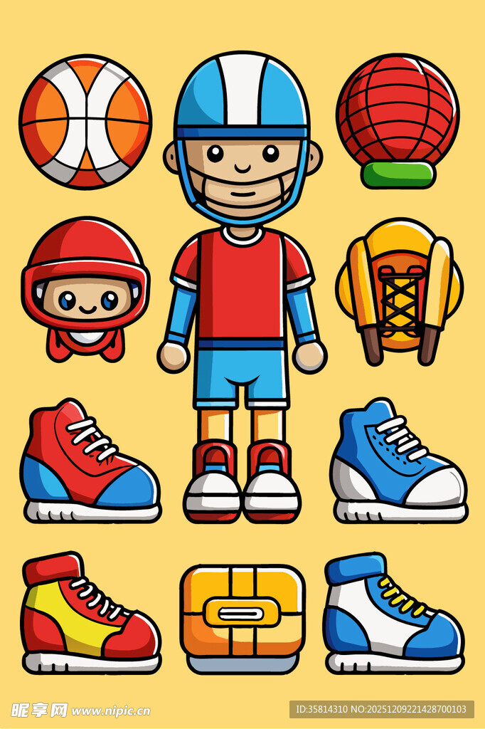 儿童运动装备与卡通形象