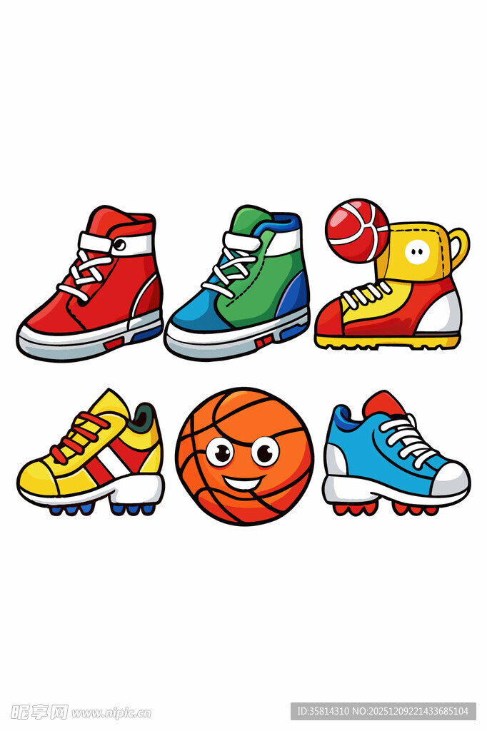 多彩运动鞋与趣味篮球