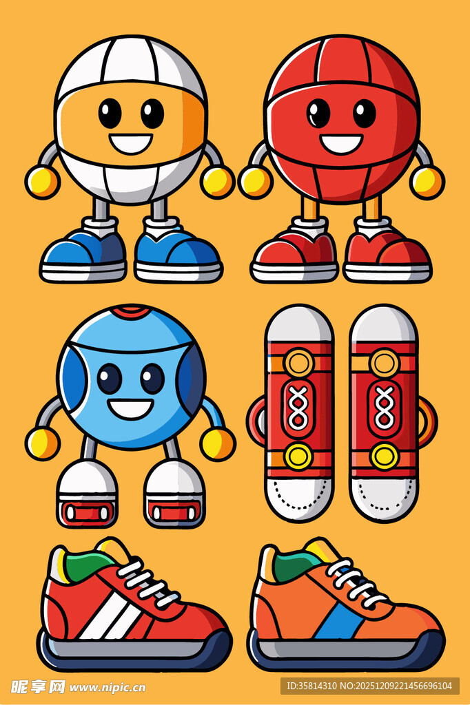 可爱运动元素卡通形象