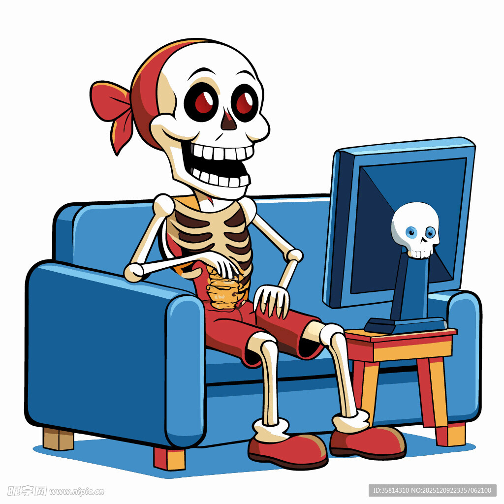 骷髅惬意玩电脑