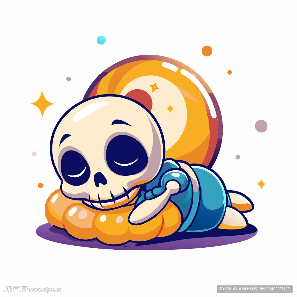 可爱骷髅枕南瓜入眠