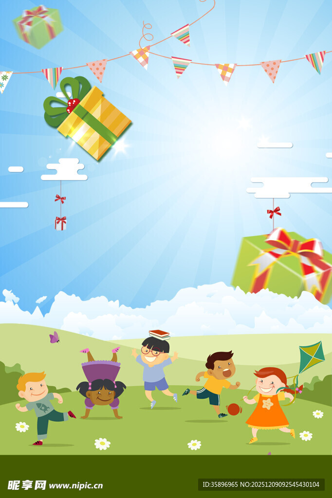 儿童欢乐野餐派对场景