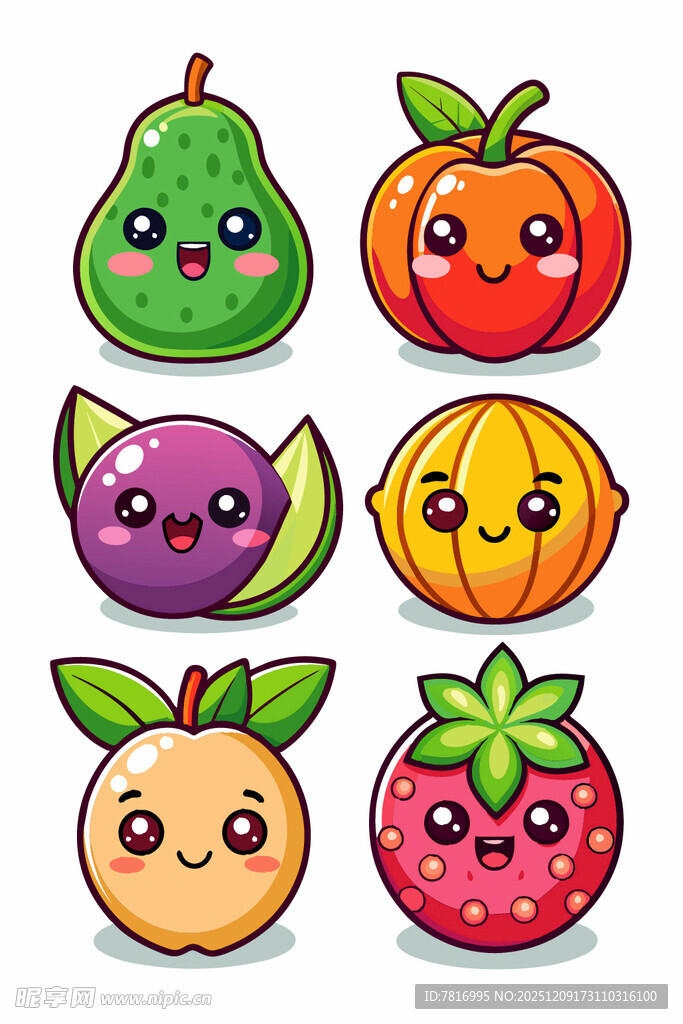 可爱表情水果大集合