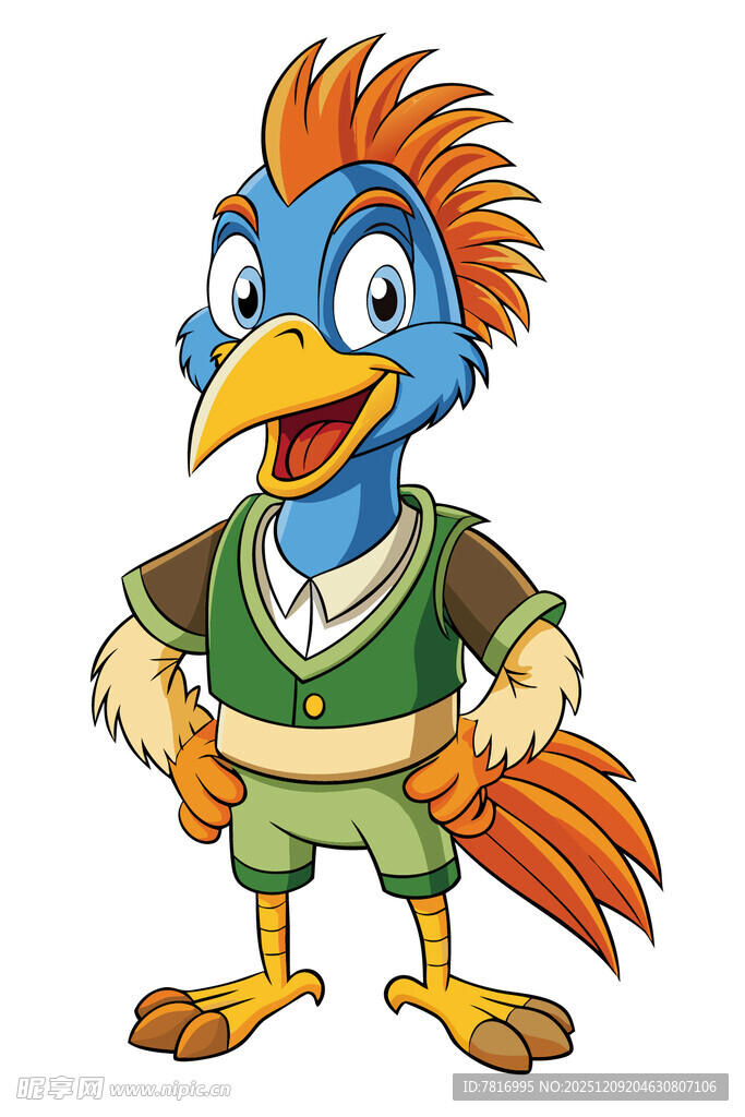 蓝色卡通小鸟拟人形象