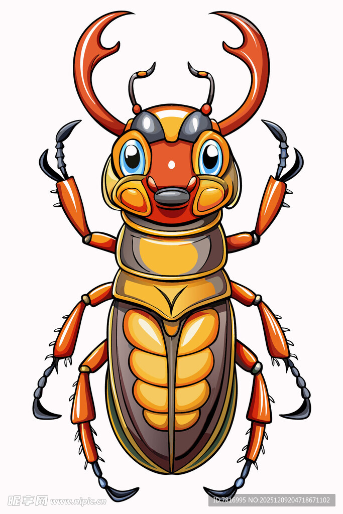 卡通独角甲虫形象