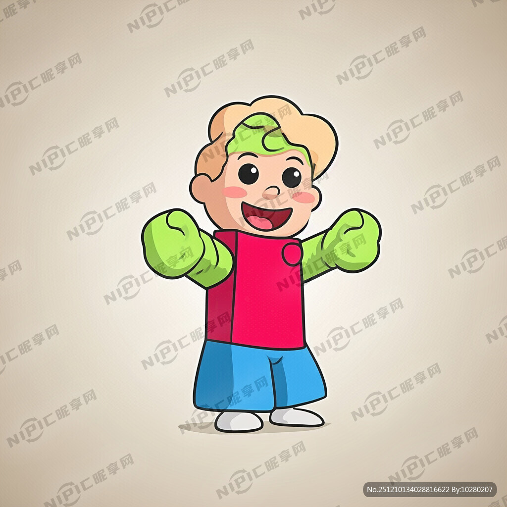 生成开心的卡通孩子模型图片