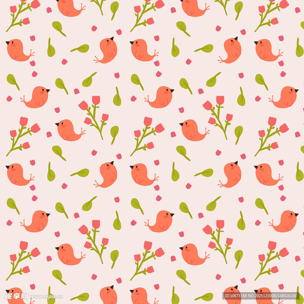 小鸟花卉图案背景图