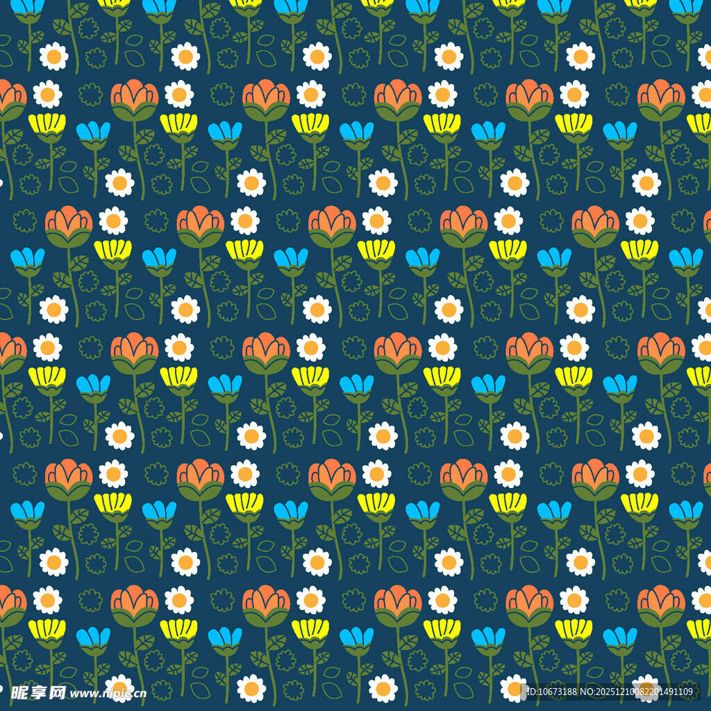 多彩卡通盆栽图案背景