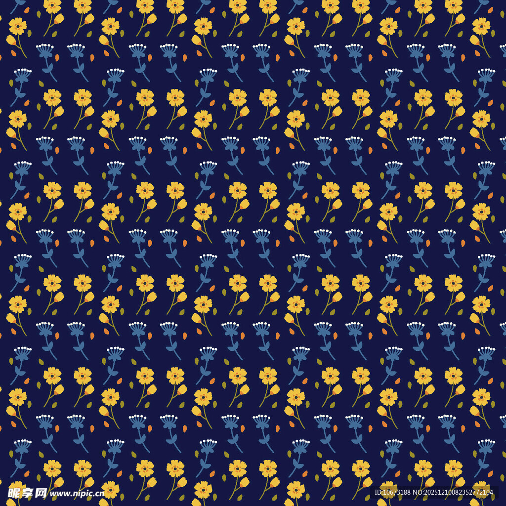 蓝色底花卉图案纹理