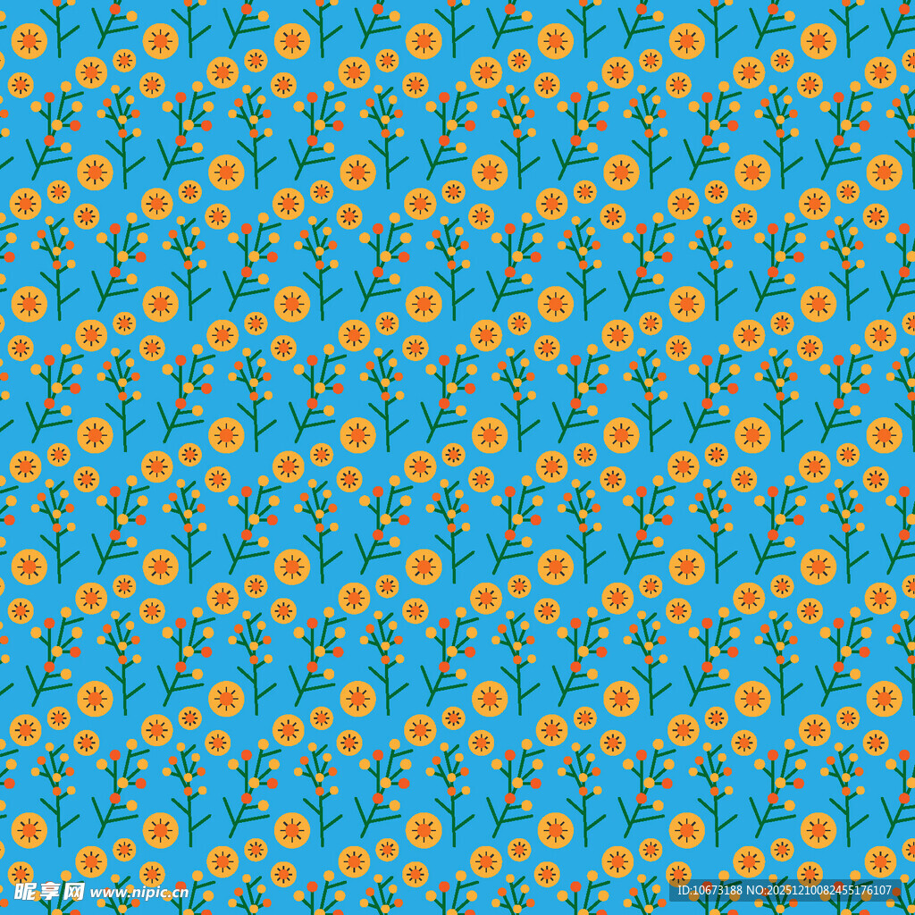 蓝色底花卉图案纹理背景