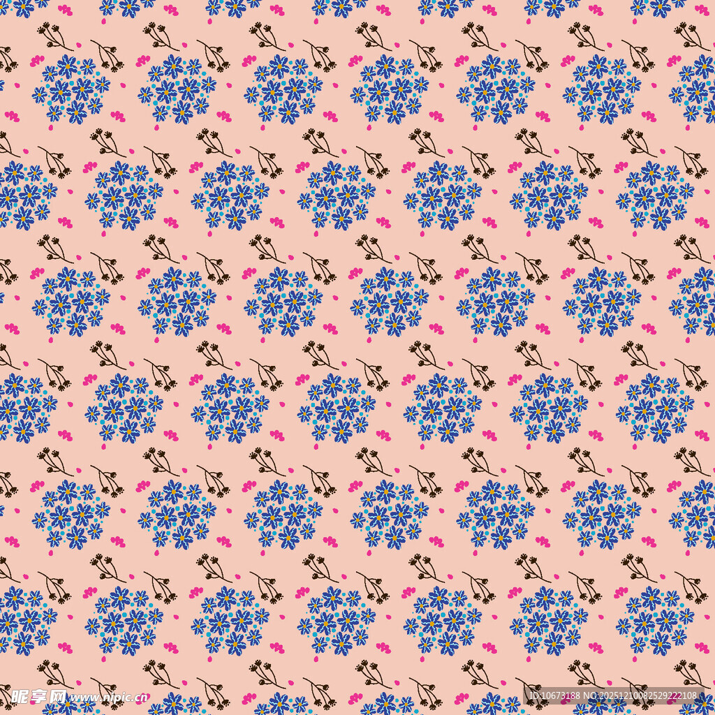 蓝花粉色底纹花卉图案