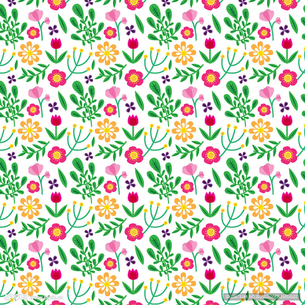 花卉植物无缝图案背景