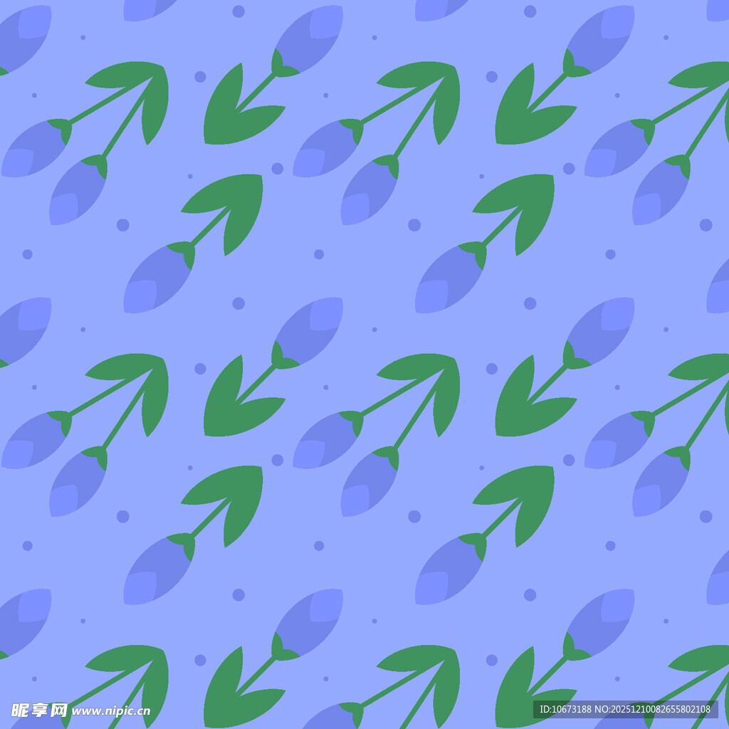 紫色底绿叶花朵图案
