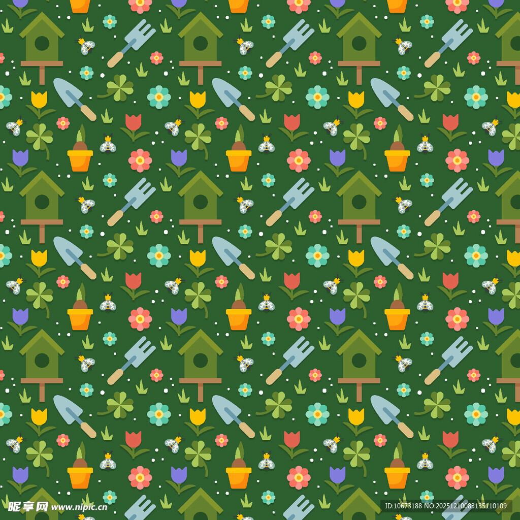 多彩森林图案无缝背景