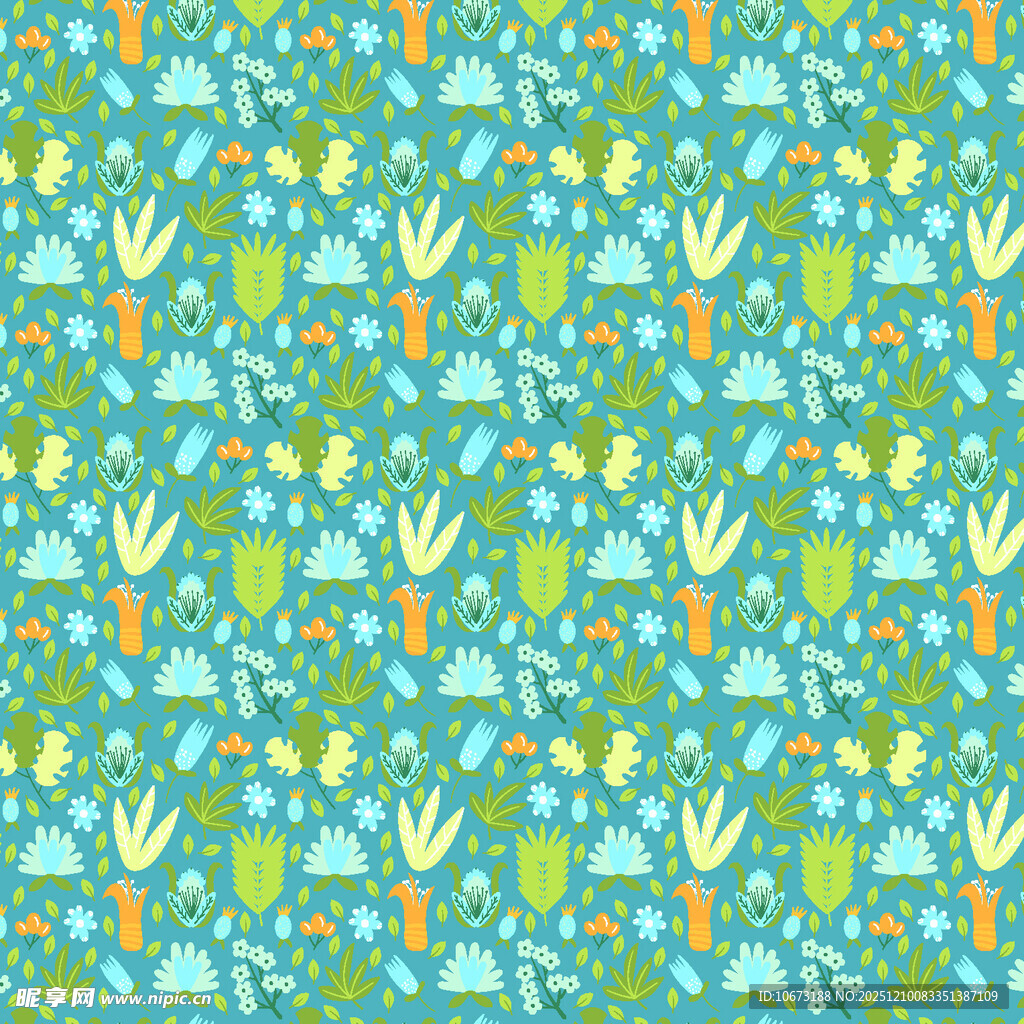清新卡通风格植物图案背景
