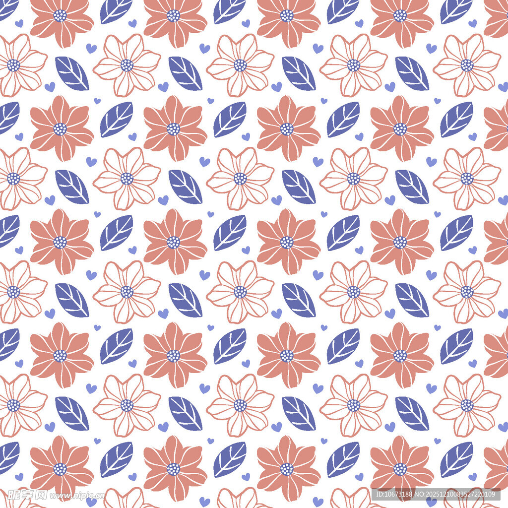 多彩花卉几何图案纹理