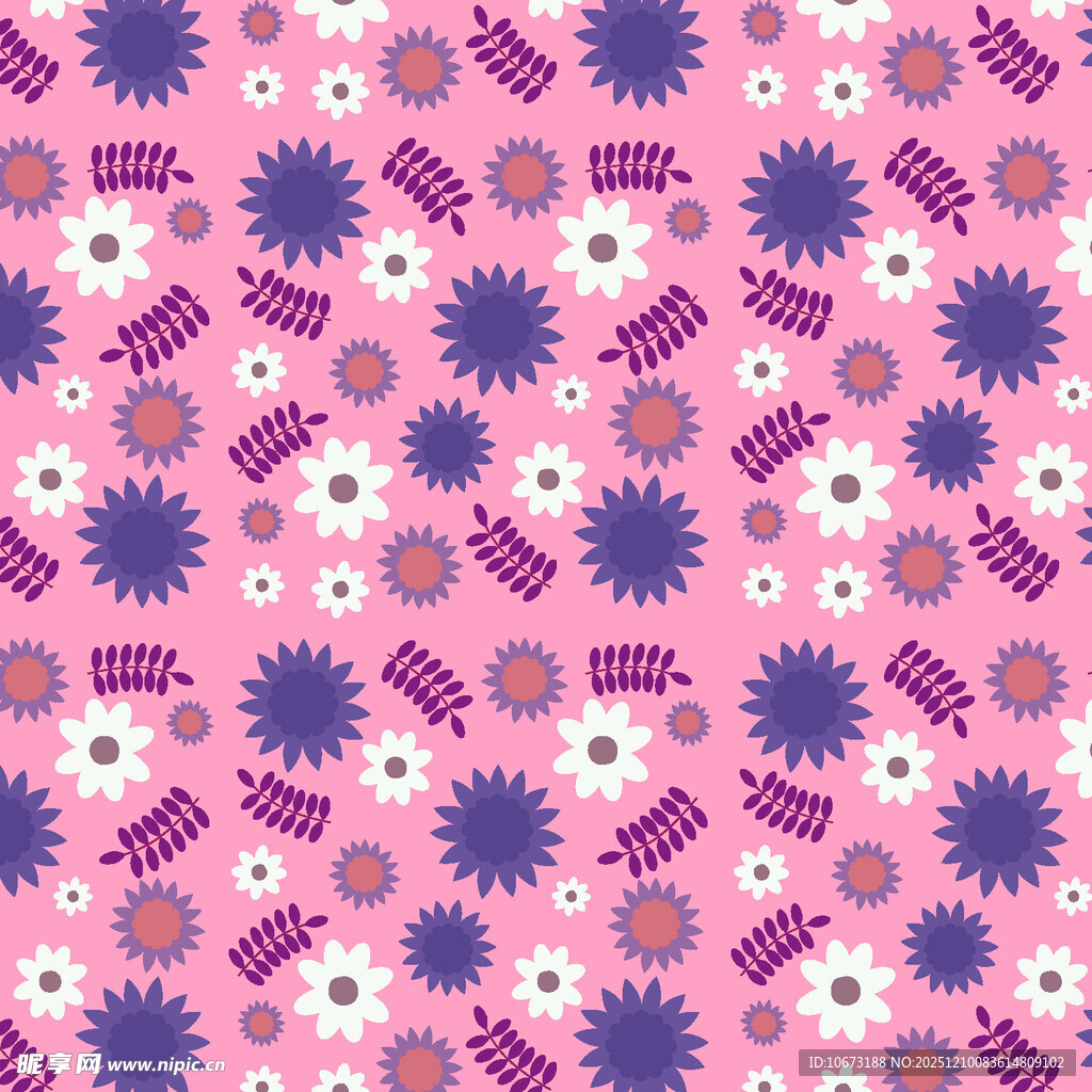 粉色底花朵文字图案设计