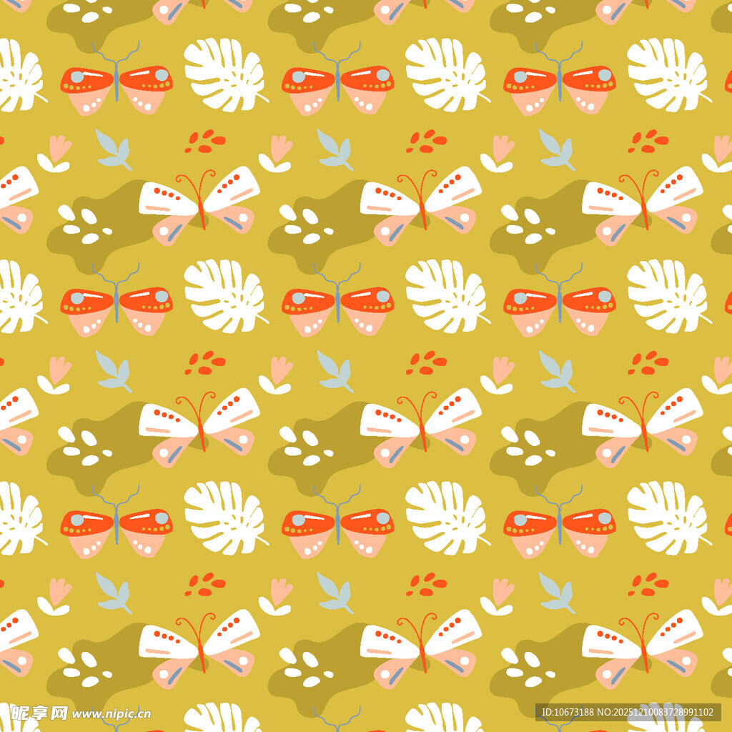 黄绿底花卉几何图案纹理