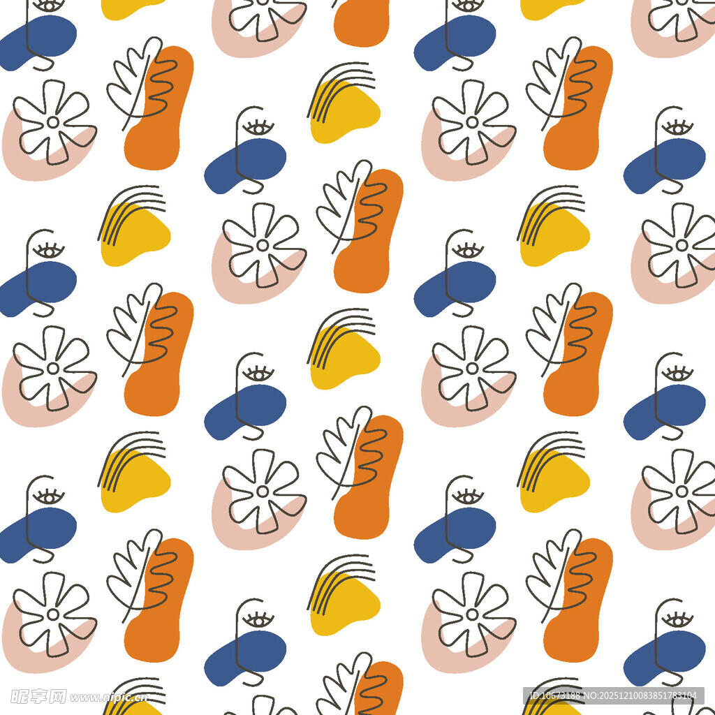 多彩冬季滑雪装备图案