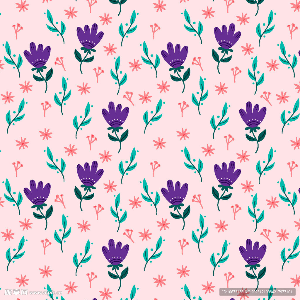 粉色底紫色花卉图案背景