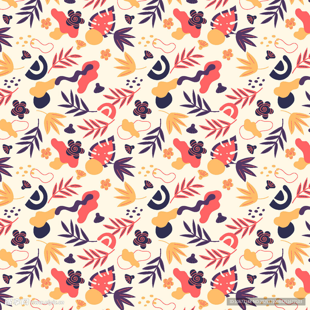 多彩花卉植物图案背景