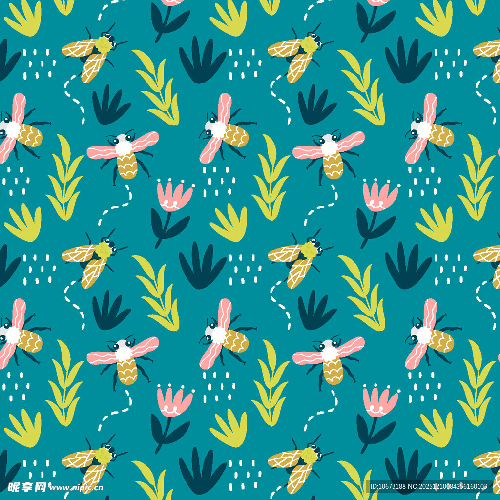 热带风动植物图案背景