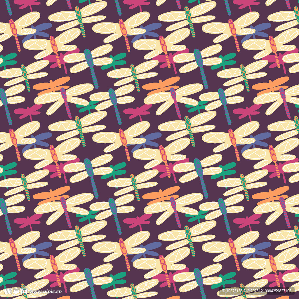多彩蜻蜓图案背景纹理