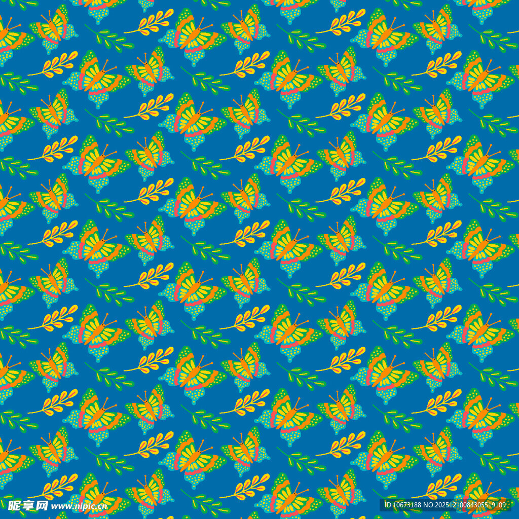 蓝底黄图案的精美纹理