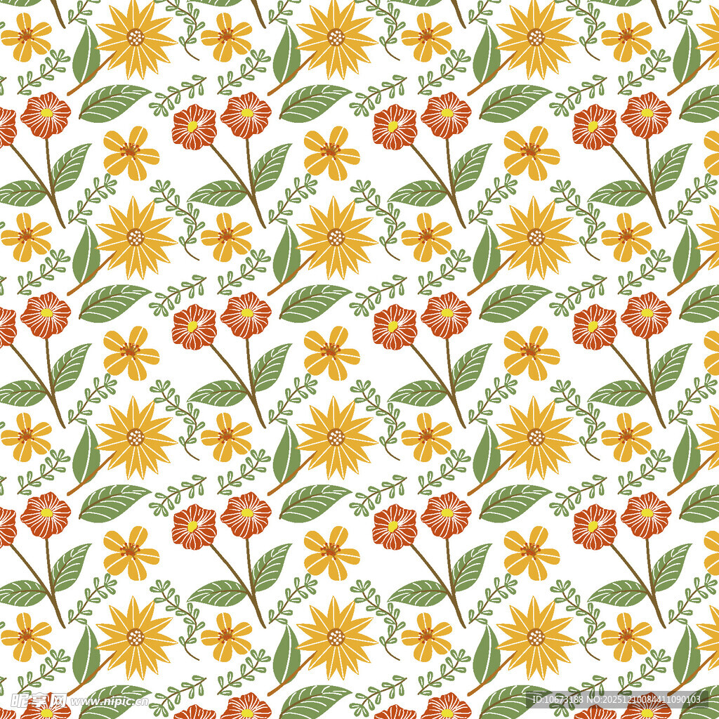 花卉植物无缝图案背景