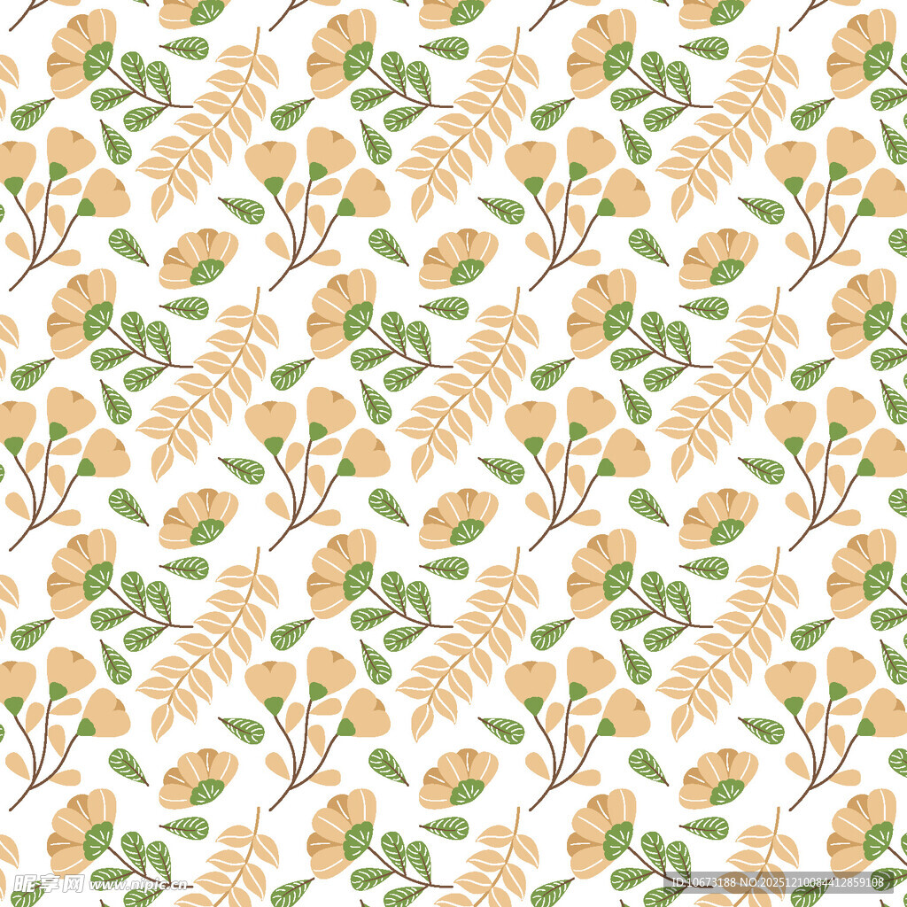 花卉植物无缝图案纹理