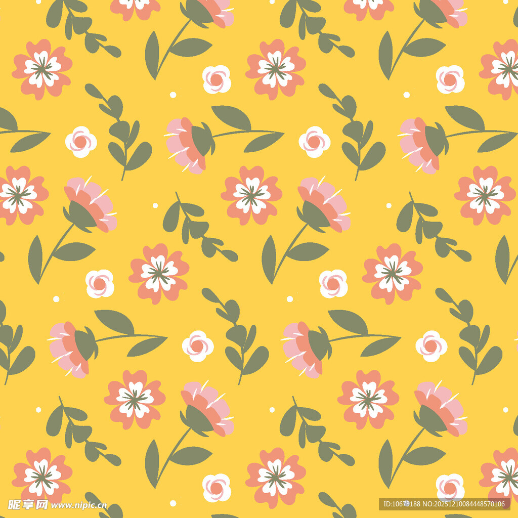 黄色背景小碎花图案
