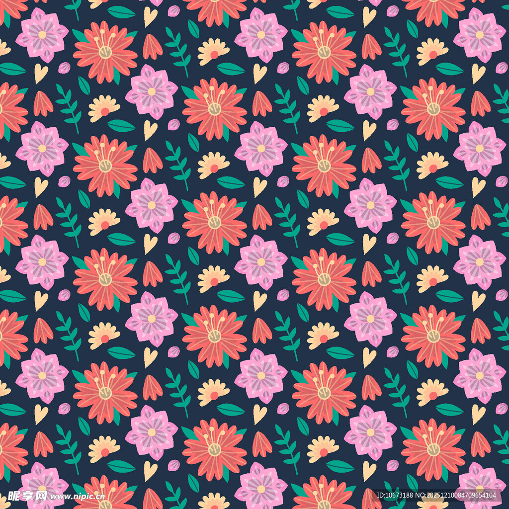 多彩花卉无缝图案背景