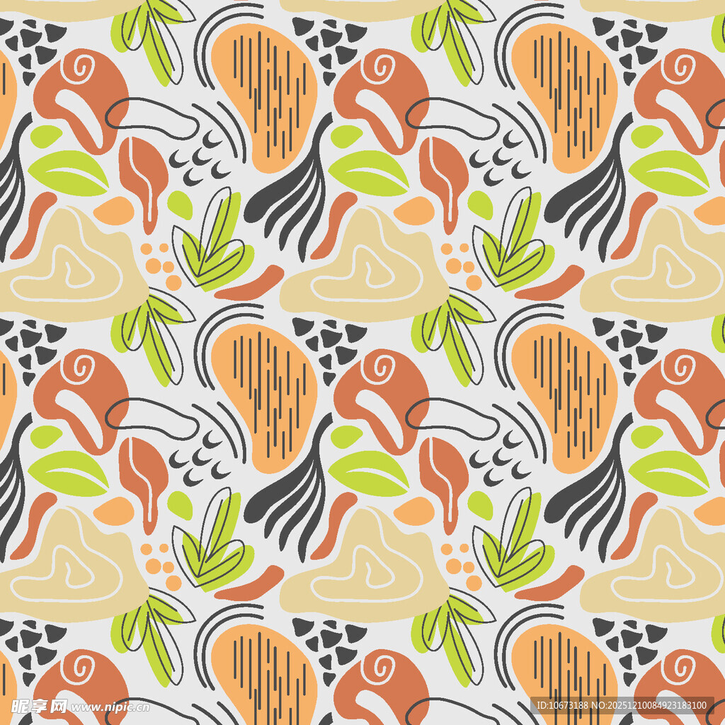 海鲜蔬菜图案无缝背景