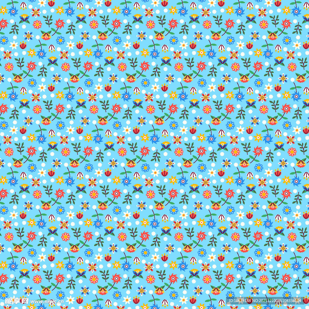 蓝色多彩碎花图案背景