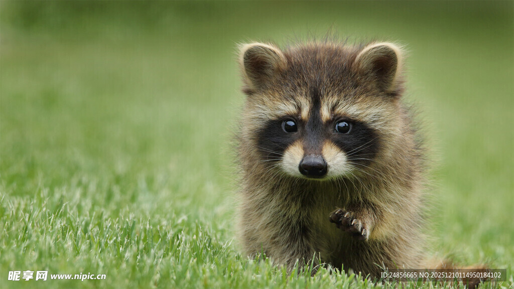 草地上的小浣熊