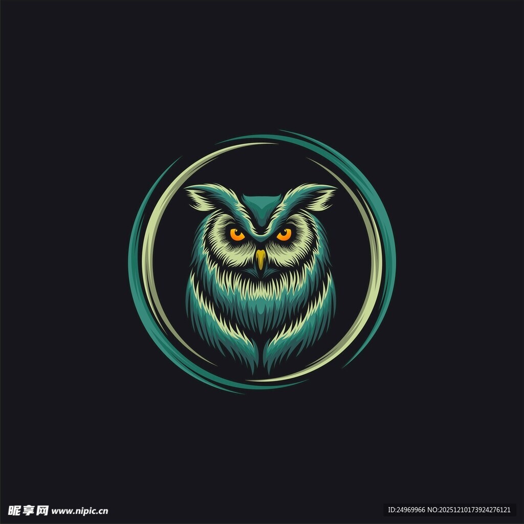 神秘猫头鹰标志设计