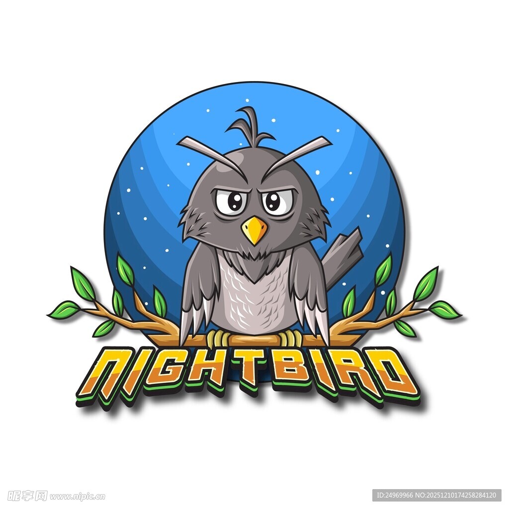 夜鸟卡通标志设计