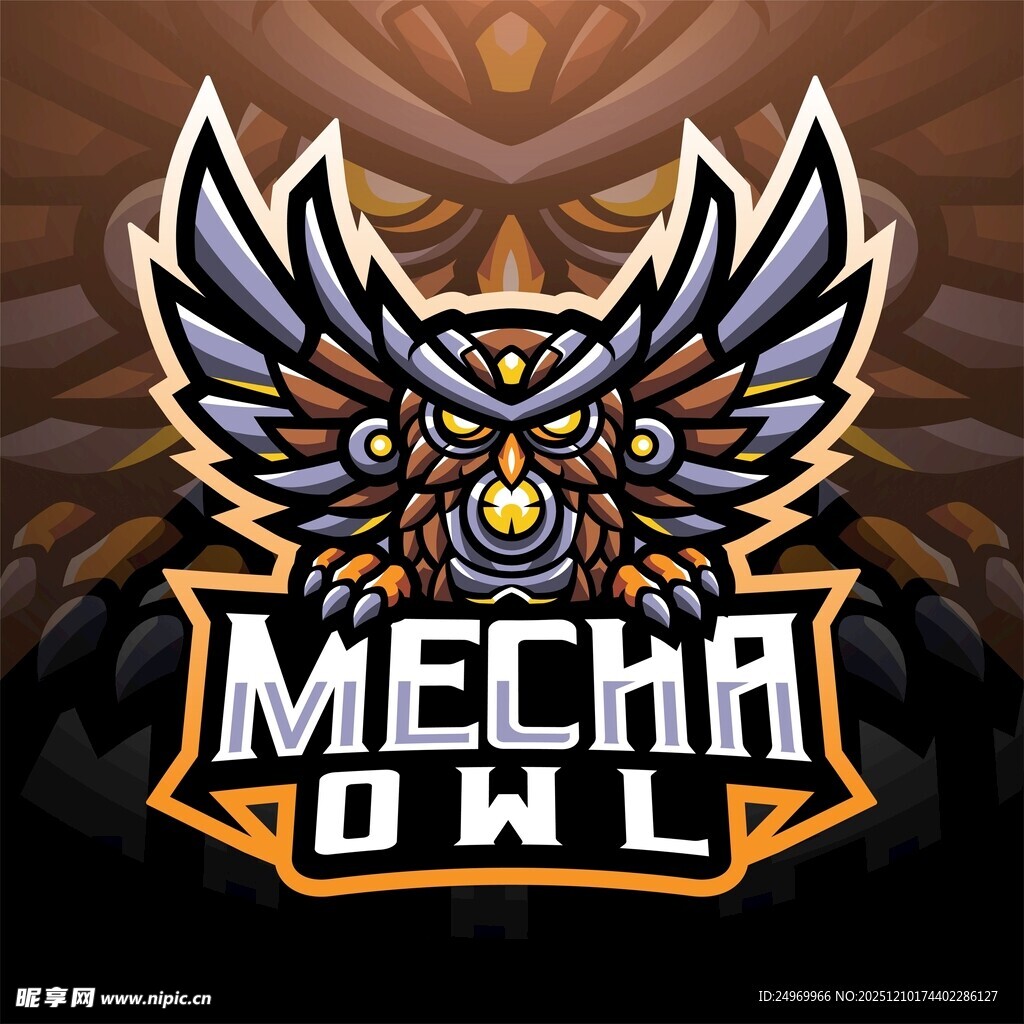 机械猫头鹰标志设计