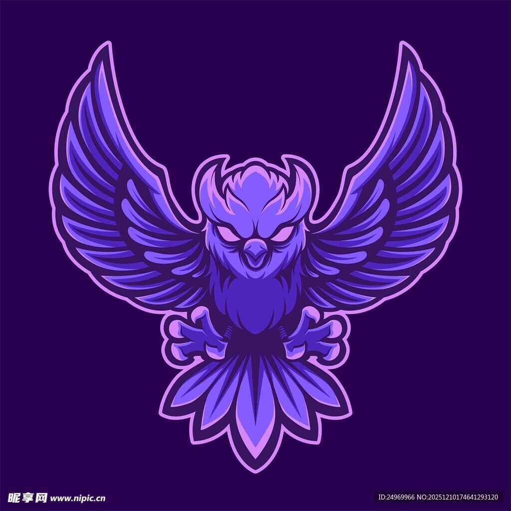 紫色神秘飞鹰图案设计