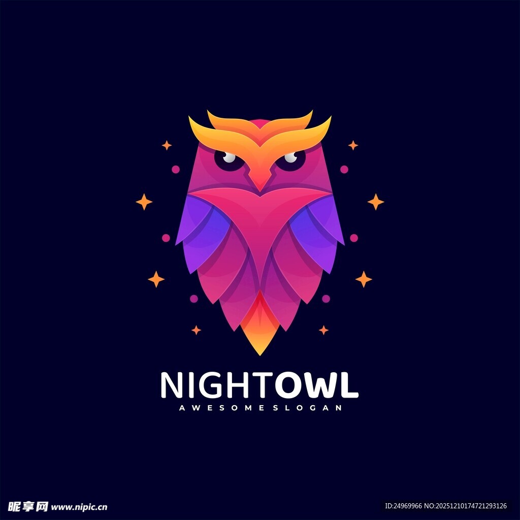 夜之猫头鹰标志设计