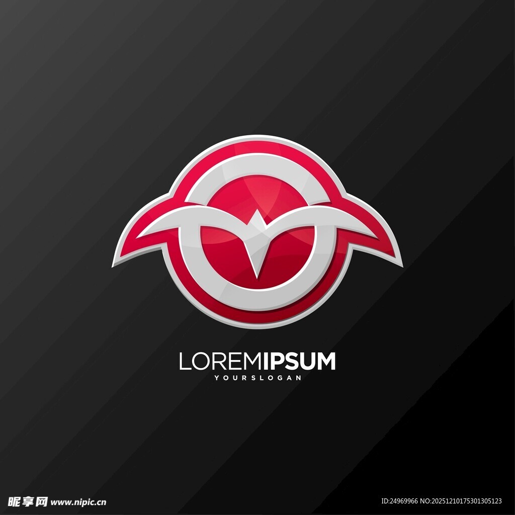 红色飞鸟风格简约标志设计