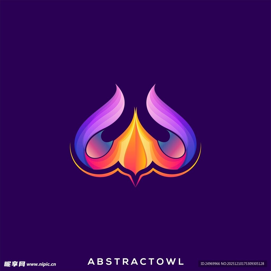 炫彩抽象猫头鹰标志设计