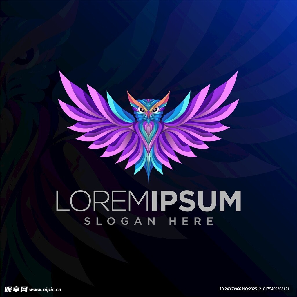 梦幻羽翼猫头鹰标志设计