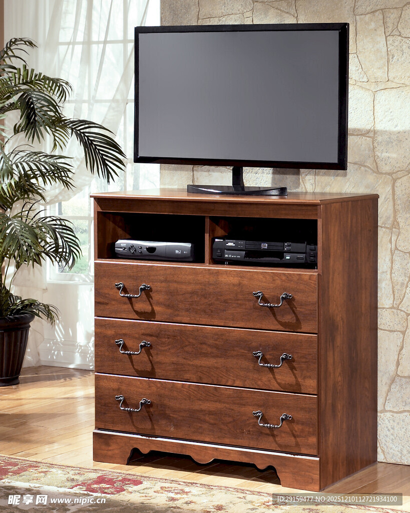 复古木质电视柜搭配电视