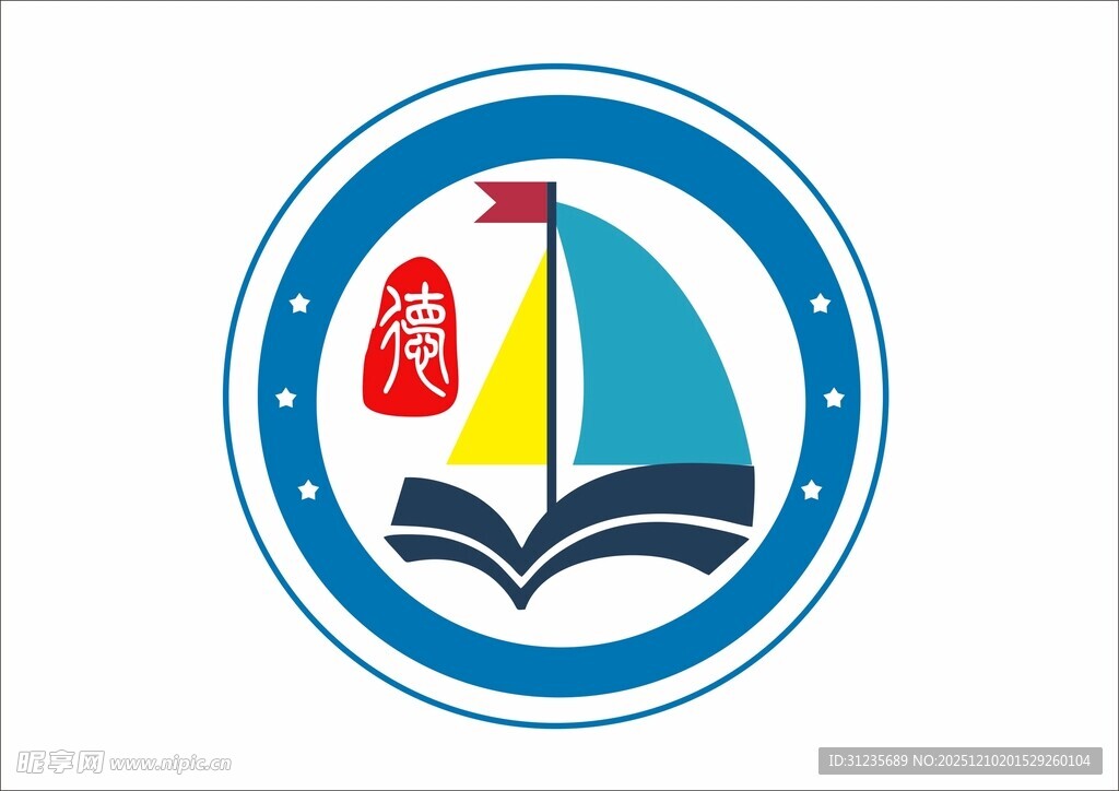 航海与书籍主题标志图案