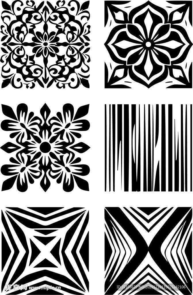 黑白几何图案设计素材