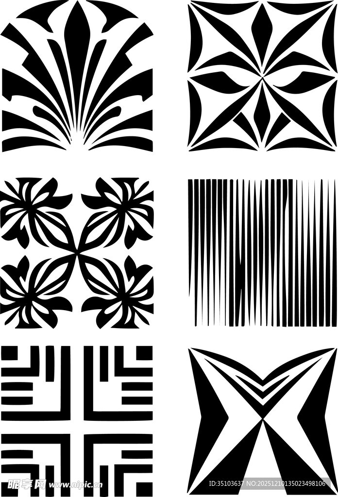 几何黑白花纹图案集合